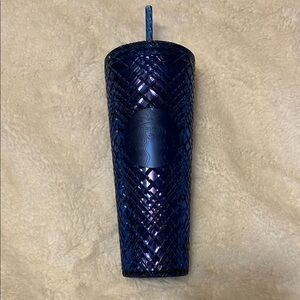 Brand New Starbucks Iridescent Azure Blue Jeweled Cold Cup Tumbler 24oz 2022